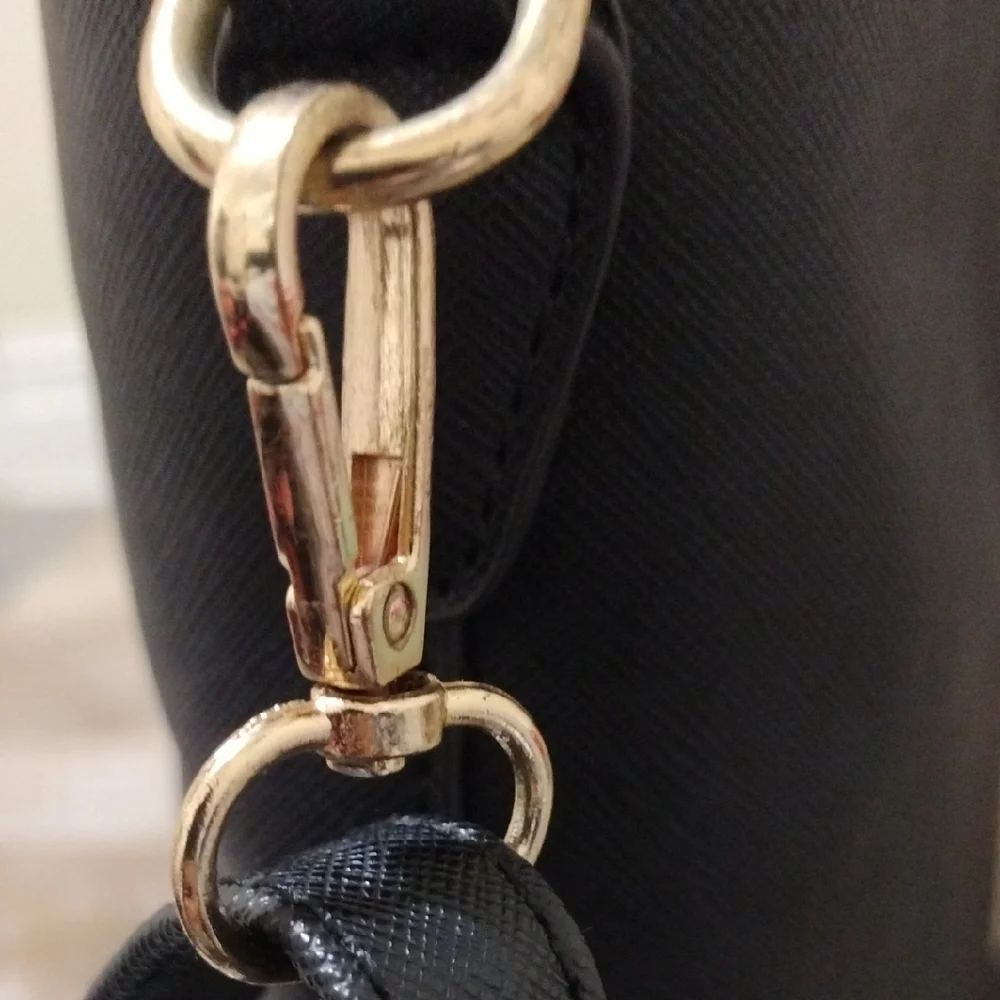 Black Tote Bag with Gold Bee Accent - Picture 12 of 16